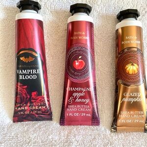 Bath & Body Works Fall Hand Cream Trio- Vampire Blood Apple Honey glazed pumpkin